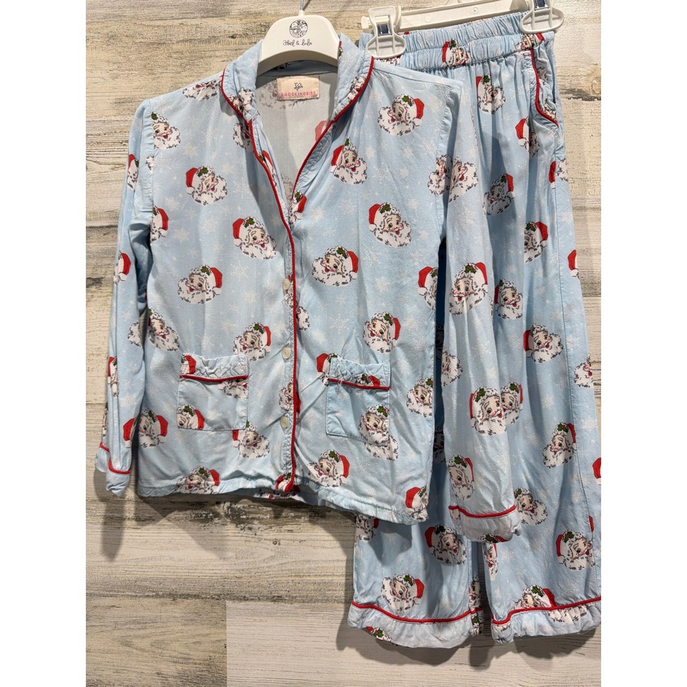 Smockingbird Pajama Set Kids Fits Like Size 4T Santa Claus Holiday Christmas